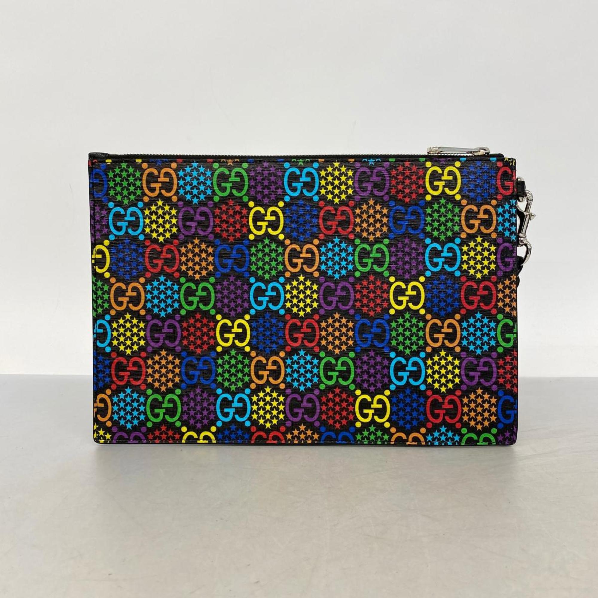 Gucci Clutch Bag GG Psychedelic 601087 Black Multicolor Men's