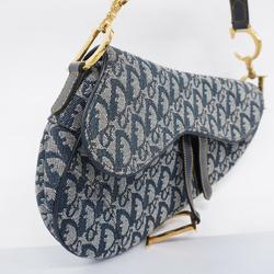 Christian Dior Handbag Trotter Saddle Bag Canvas Navy Women's