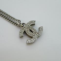 Chanel Necklace Coco Mark Rhinestone Metal Silver F13V Women's