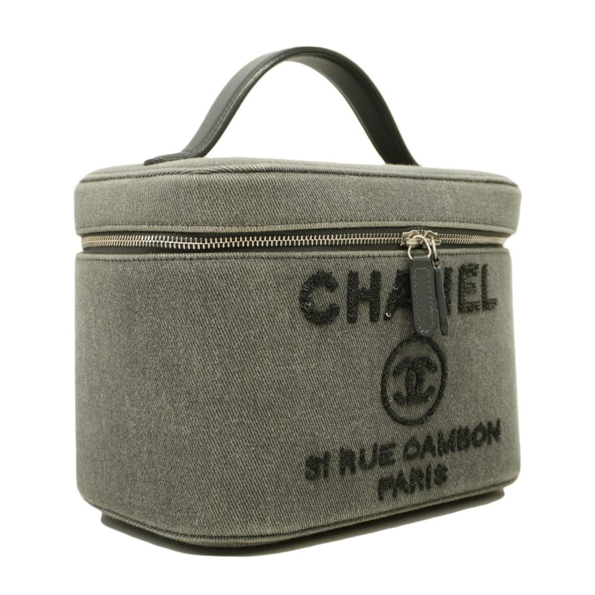 Chanel Vanity Bag Deauville Denim Grey Women's