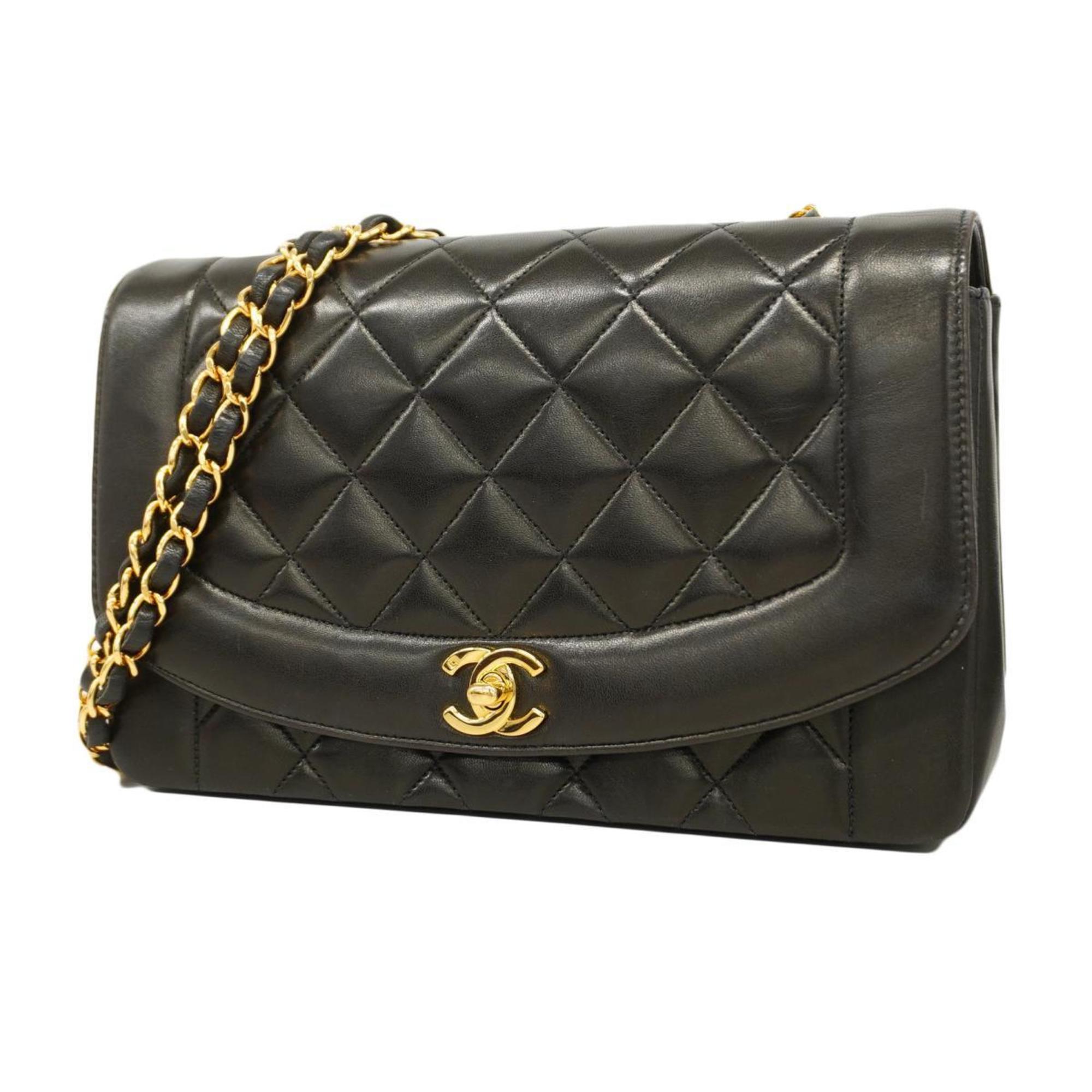 Chanel Shoulder Bag Matelasse Diana Chain Lambskin Black Women's