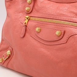 BALENCIAGA Giant City Editor's Bag Handbag Shoulder Leather Coral Pink 281770