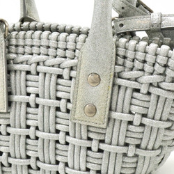 BALENCIAGA Bistro XXS Basket Handbag Shoulder Bag Vinyl Glitter Lame Silver 678028