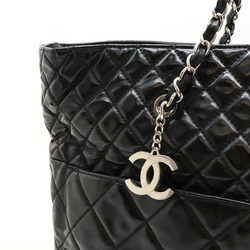 CHANEL Chanel Matelasse Chain Tote Bag Large Shoulder Patent Leather Black