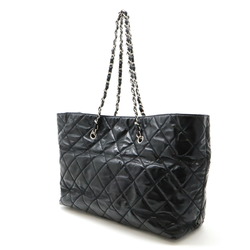 CHANEL Chanel Matelasse Chain Tote Bag Large Shoulder Patent Leather Black