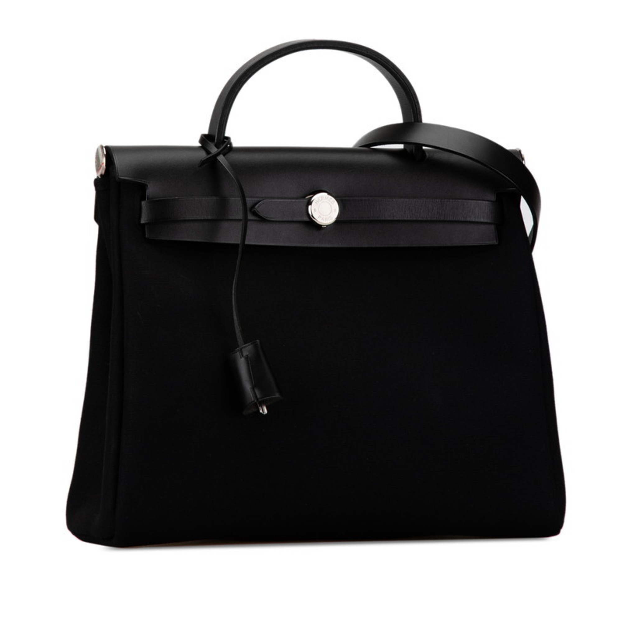 Hermes Airbag Zip PM Handbag Shoulder Bag Black Toile Officier Leather Women's HERMES