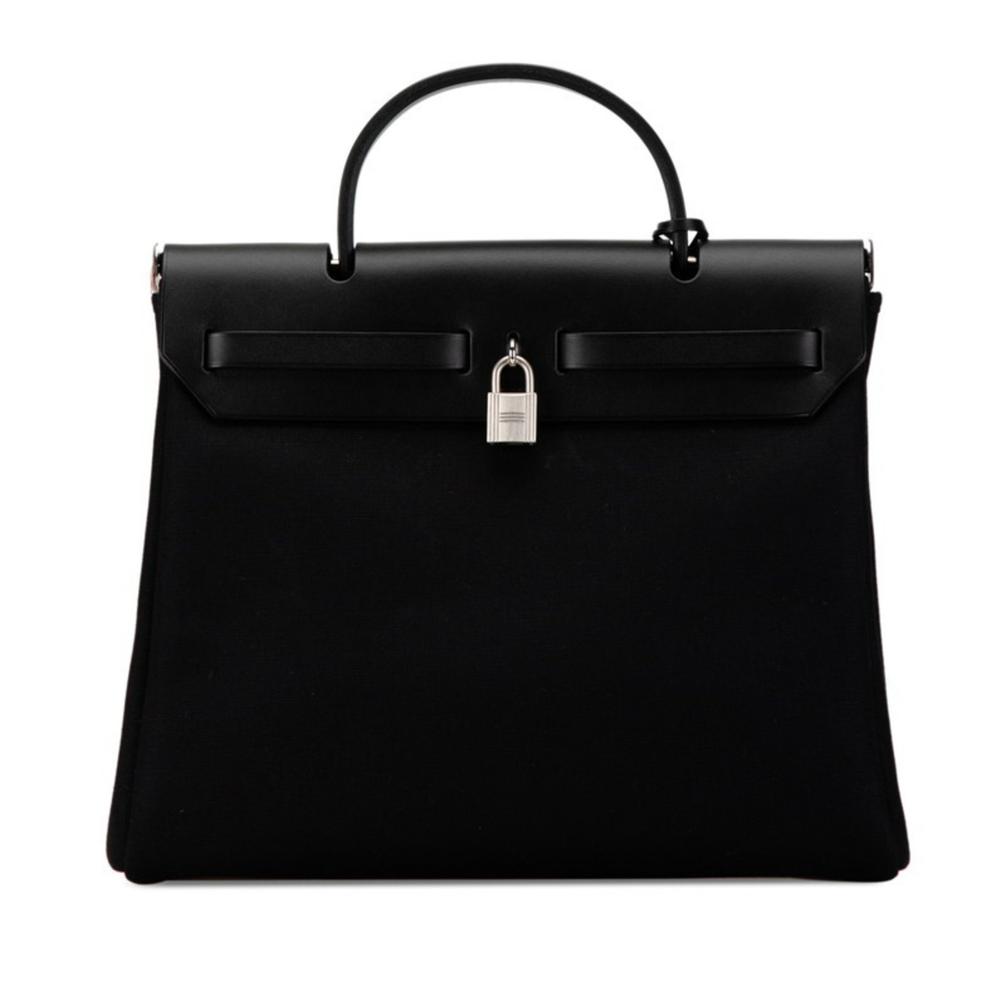 Hermes Airbag Zip PM Handbag Shoulder Bag Black Toile Officier Leather Women's HERMES