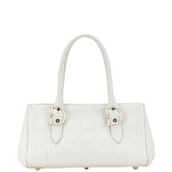 Christian Dior Dior Cannage Tote Bag Shoulder White Leather Women's