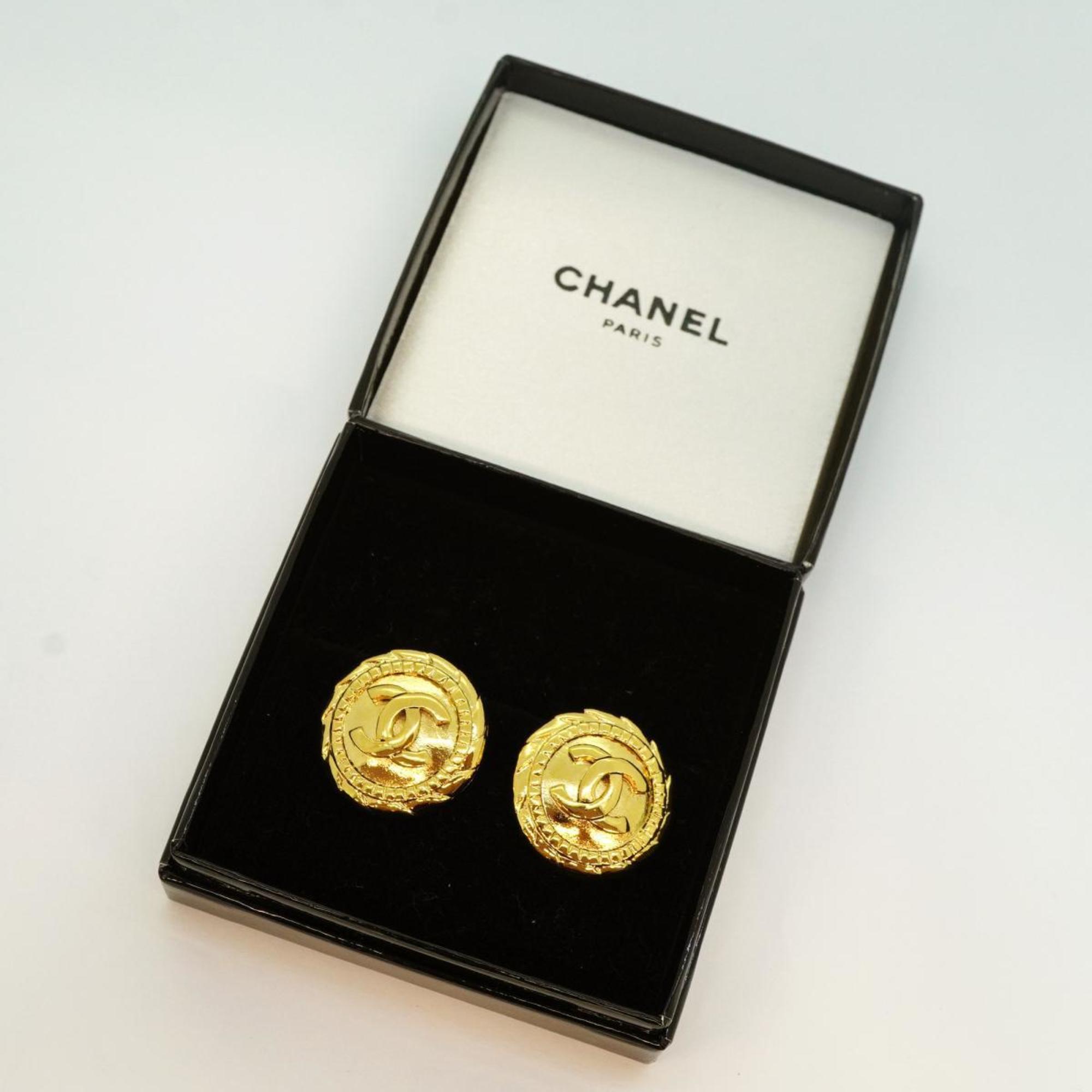 Chanel Earrings Coco Mark Circle GP Plated Gold Women's