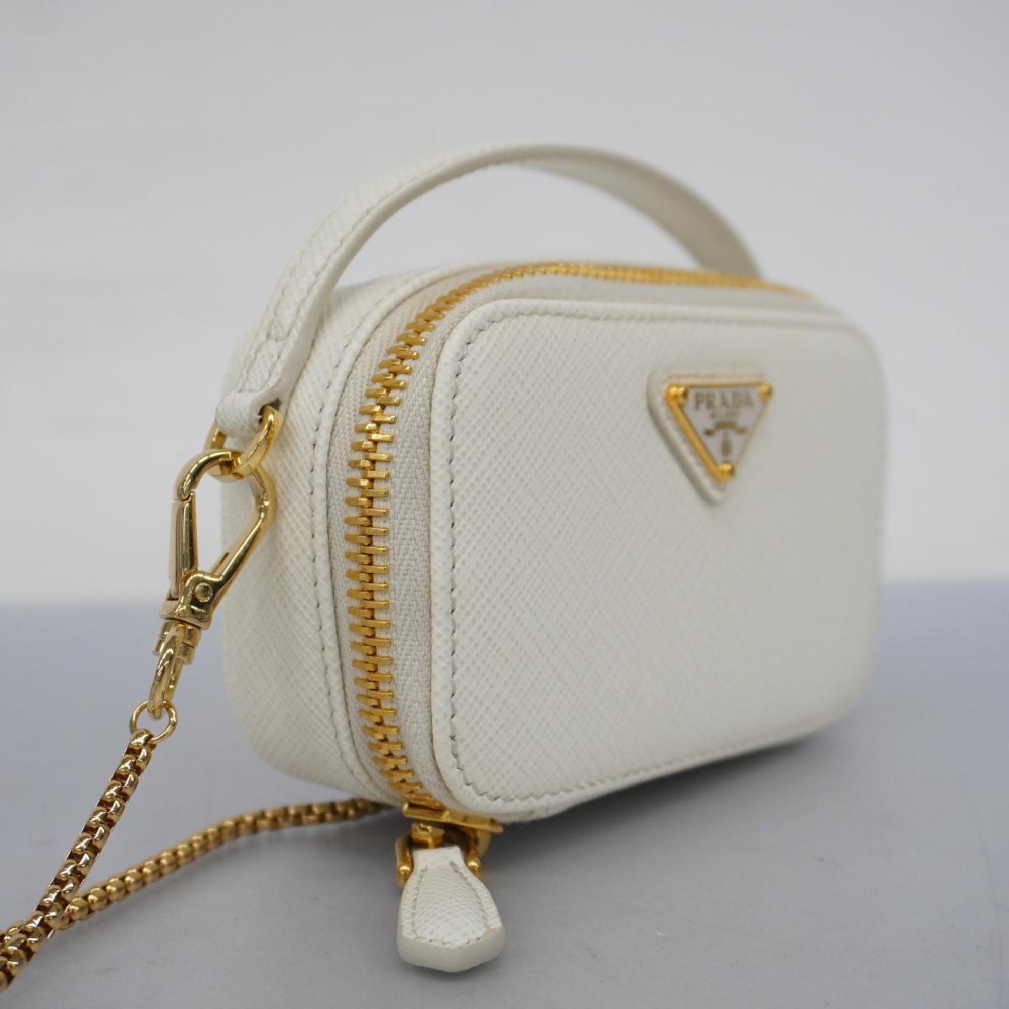 Prada Shoulder Bag Saffiano Leather White Women's