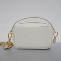 Prada Shoulder Bag Saffiano Leather White Women's