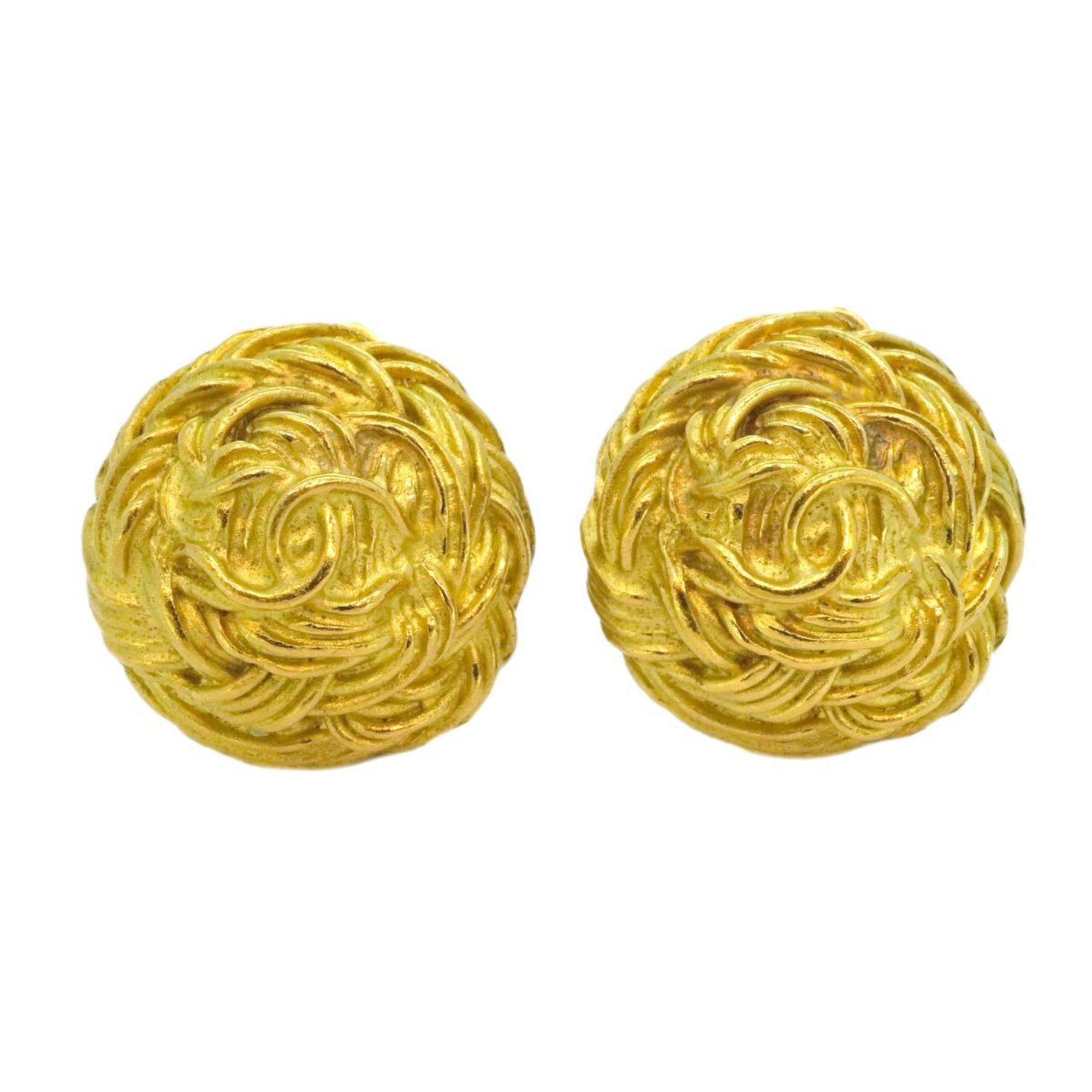 Chanel Earrings Coco Mark Circle GP Plated Gold 95P Women's