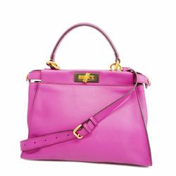 Fendi Peekaboo Handbag Leather Pink Women's