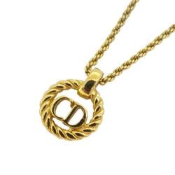 Christian Dior Necklace CD Circle GP Plated Gold Women's