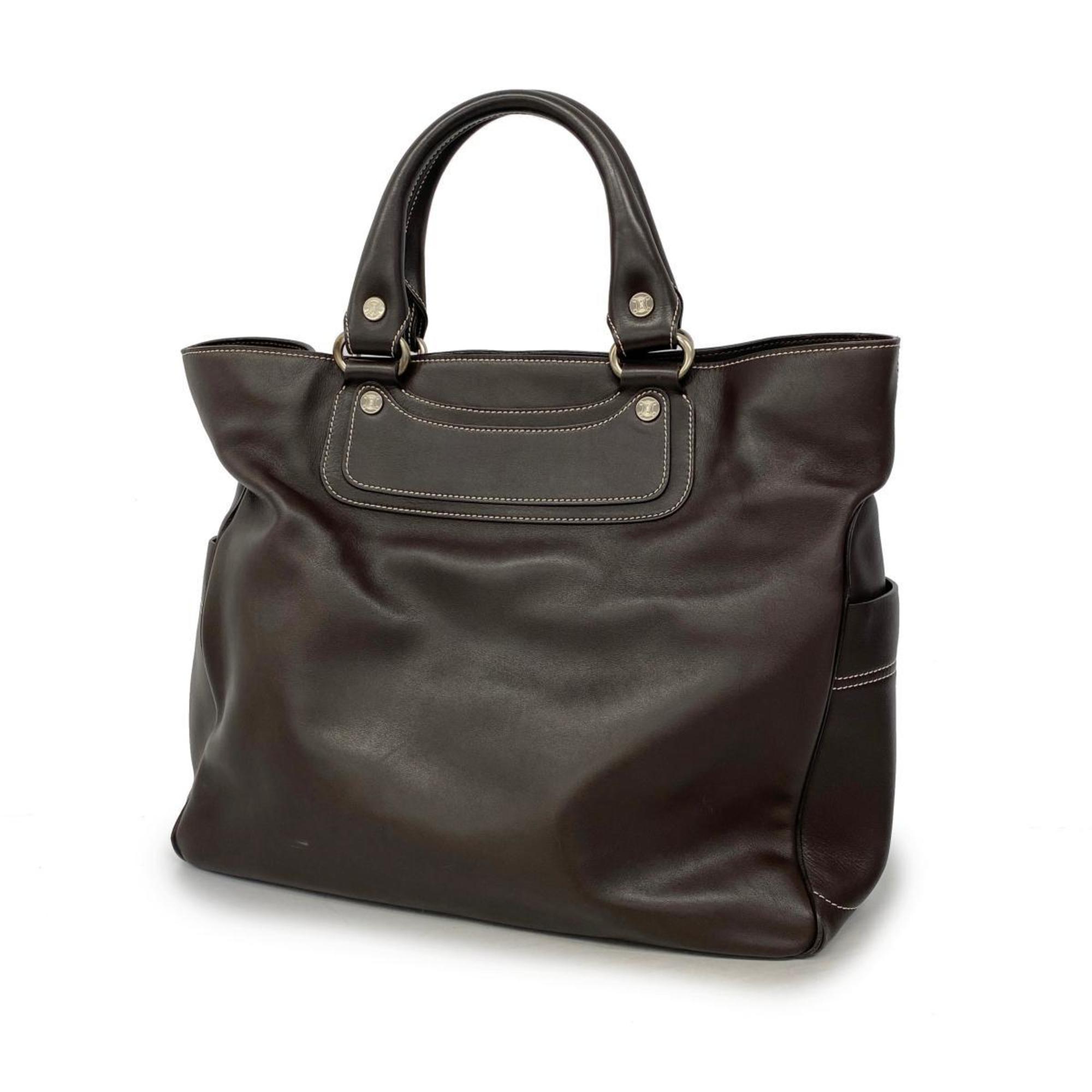 Celine Tote Bag Leather Brown Women's