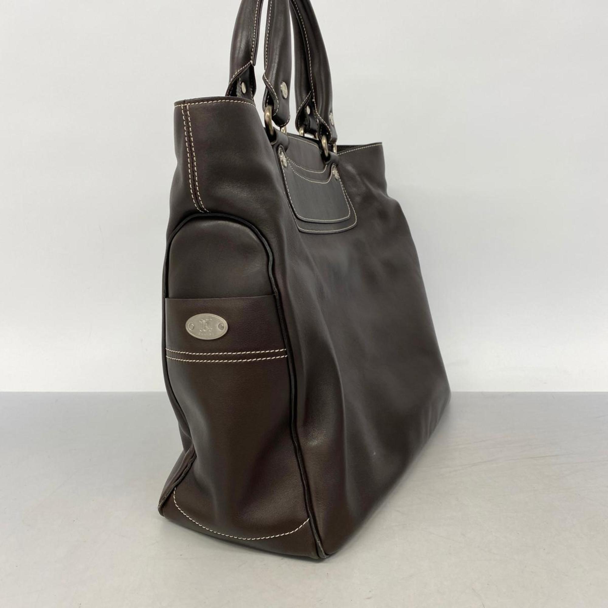 Celine Tote Bag Leather Brown Women's