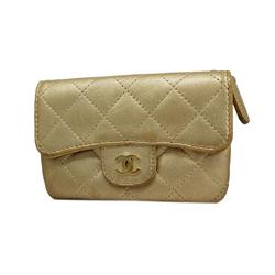 Chanel Wallet/Coin Case Matelasse Lambskin Gold Women's