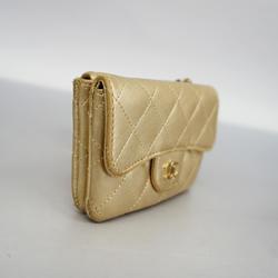 Chanel Wallet/Coin Case Matelasse Lambskin Gold Women's