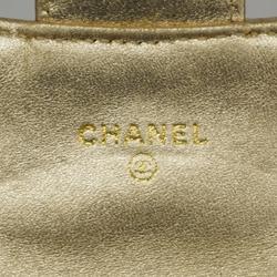 Chanel Wallet/Coin Case Matelasse Lambskin Gold Women's