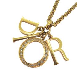 Christian Dior Necklace Rhinestone GP Plated Gold Women's