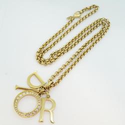 Christian Dior Necklace Rhinestone GP Plated Gold Women's