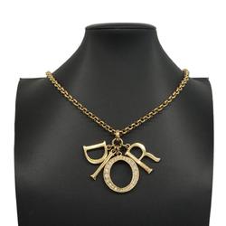 Christian Dior Necklace Rhinestone GP Plated Gold Women's