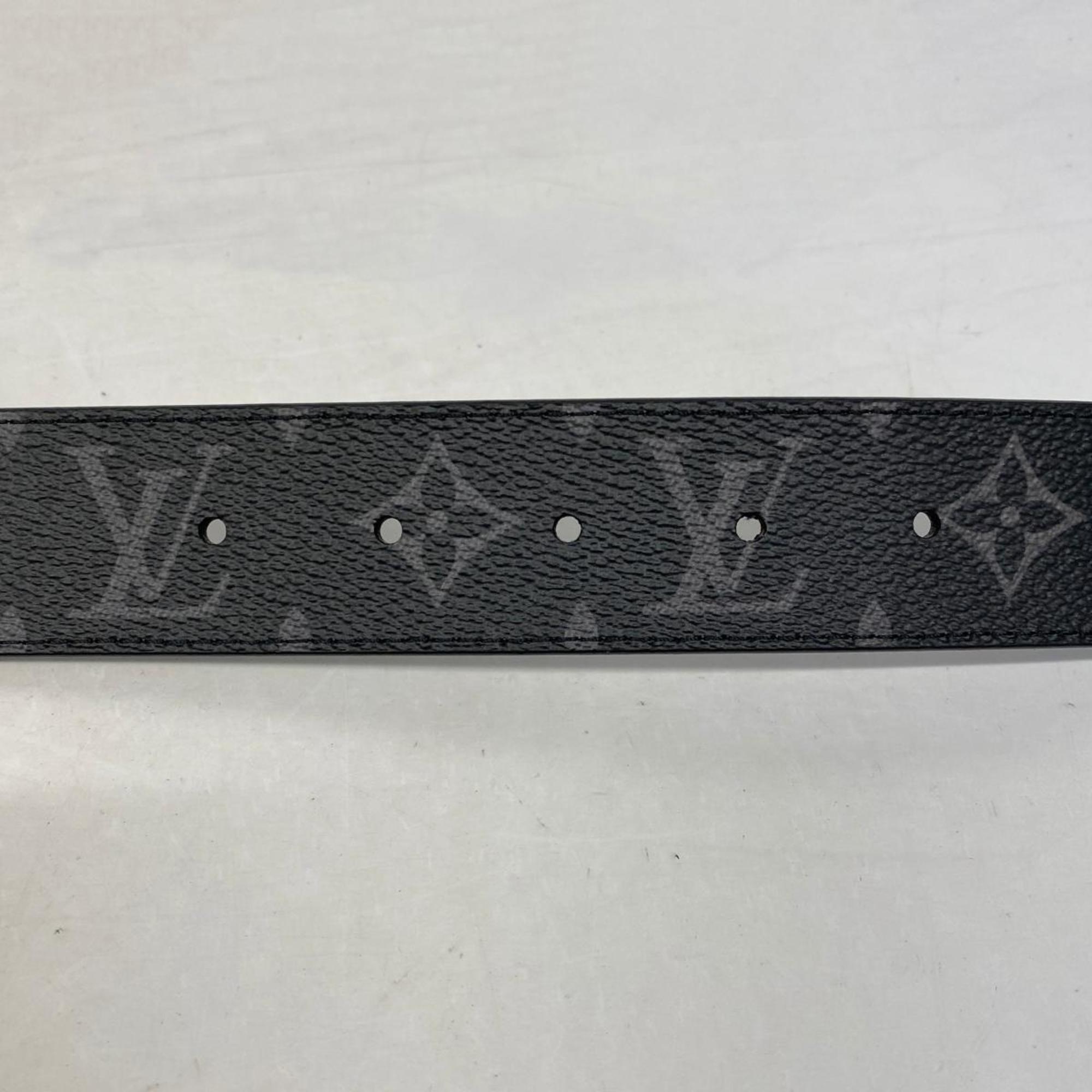 Louis Vuitton Belt Monogram Eclipse Santur LV Initial M0450 Black Men's