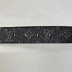 Louis Vuitton Belt Monogram Eclipse Santur LV Initial M0450 Black Men's