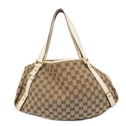 Gucci Tote Bag GG Canvas 130736 Ivory Beige Champagne Women's