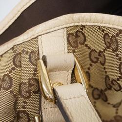 Gucci Tote Bag GG Canvas 130736 Ivory Beige Champagne Women's