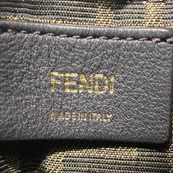 Fendi Handbag Zucca Canvas Straw Brown Women's