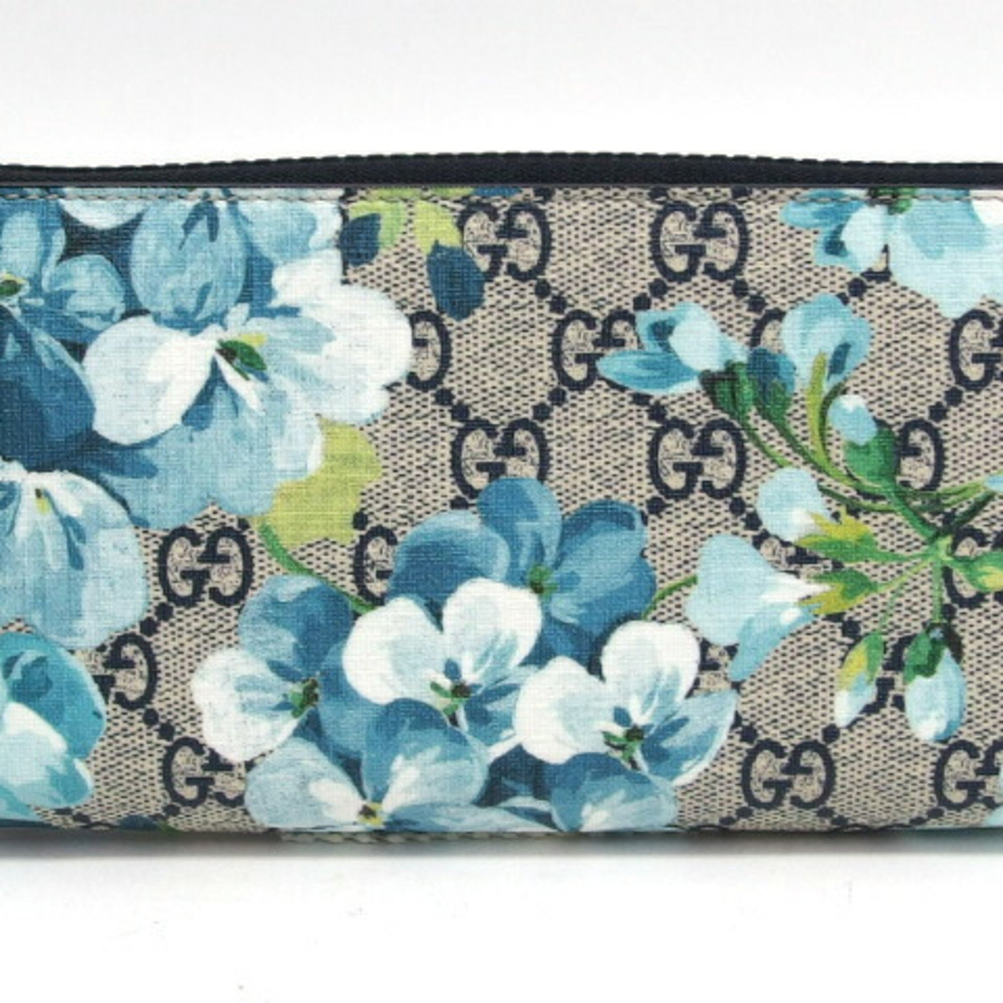 Gucci GG Supreme Blooms Round Long Wallet Blue