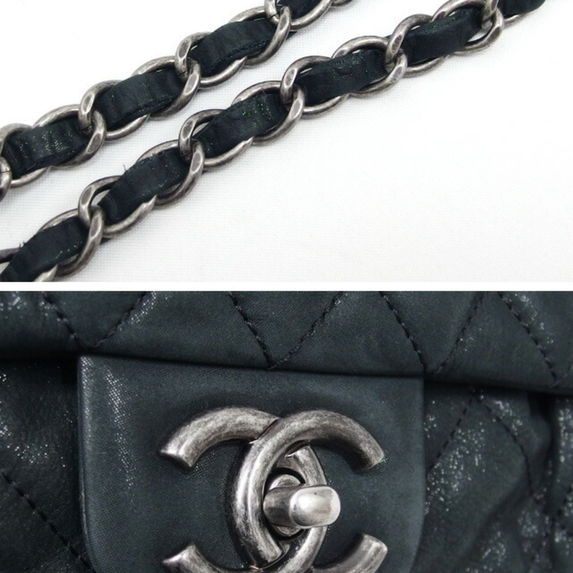 Chanel shiny calfskin chain shoulder bag black