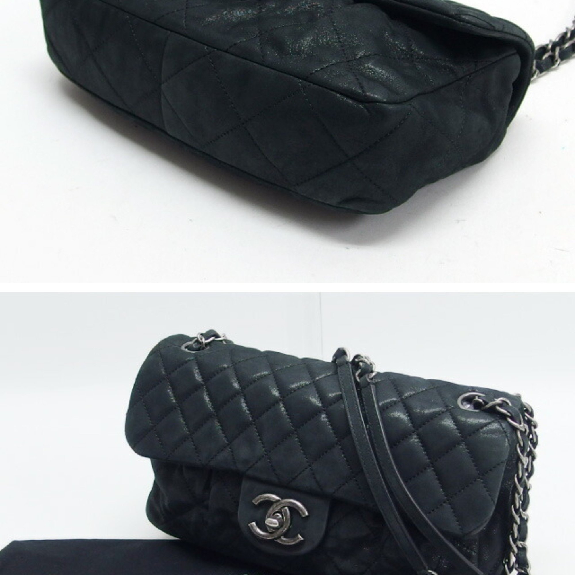 Chanel shiny calfskin chain shoulder bag black