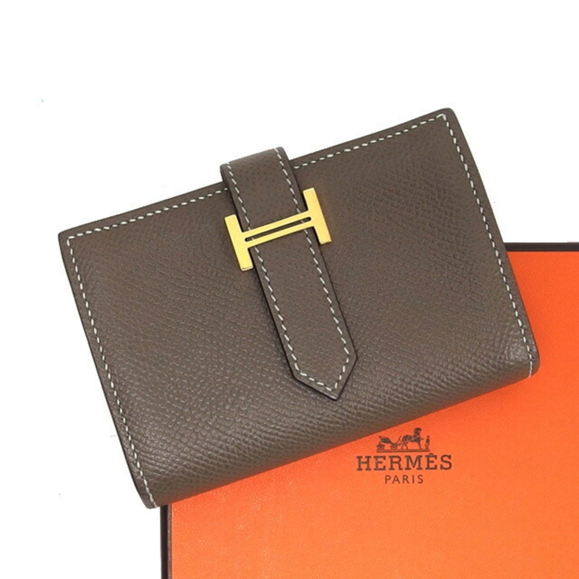 Hermes Bearn Bi-fold Coin Case Etoupe (Greige)