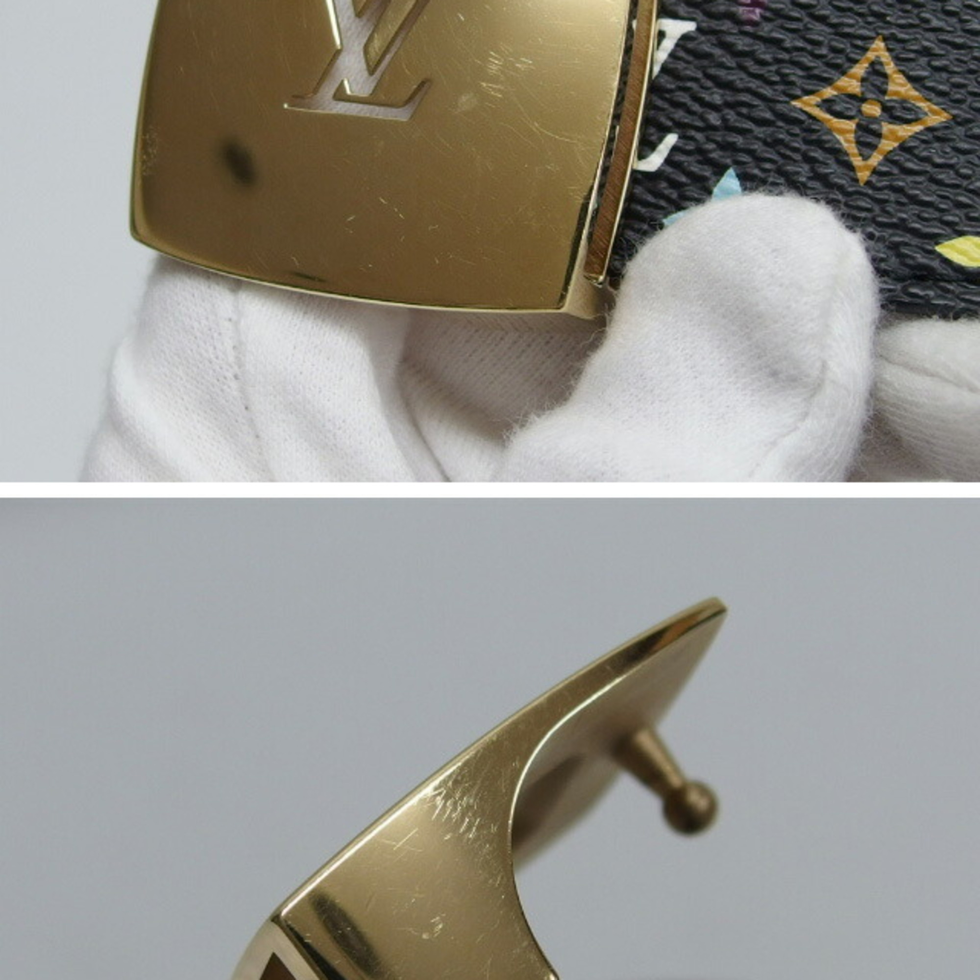 Louis Vuitton Monogram Multicolor Santur LV Cut Belt Black