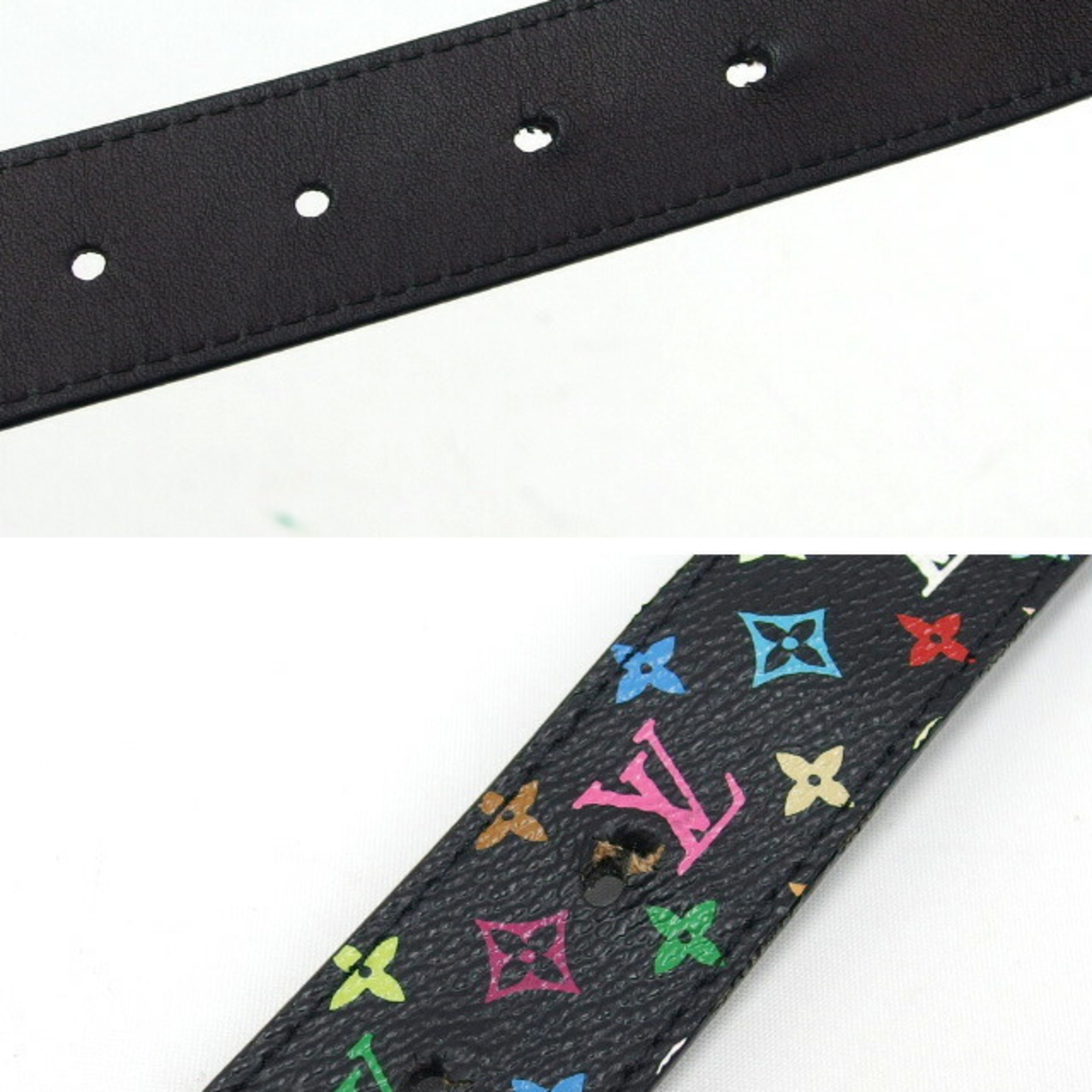 Louis Vuitton Monogram Multicolor Santur LV Cut Belt Black