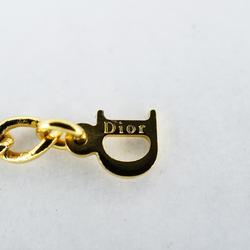 Christian Dior Necklace Trotter Plate Rhinestone GP Plated Gold Women's