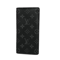 Louis Vuitton Long Wallet Monogram Eclipse Portefeuille Brazza N62665 Black Grey Men's