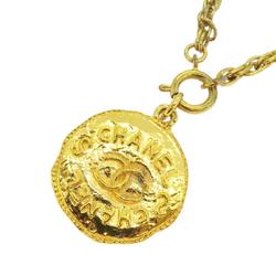 Chanel Necklace Coco Mark Circle GP Plated Gold 93P Women's