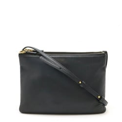 CELINE Trio Large Shoulder Bag Pochette Pouch Leather Black