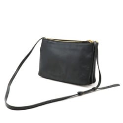 CELINE Trio Large Shoulder Bag Pochette Pouch Leather Black