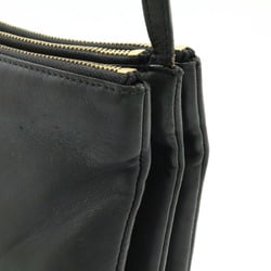 CELINE Trio Large Shoulder Bag Pochette Pouch Leather Black