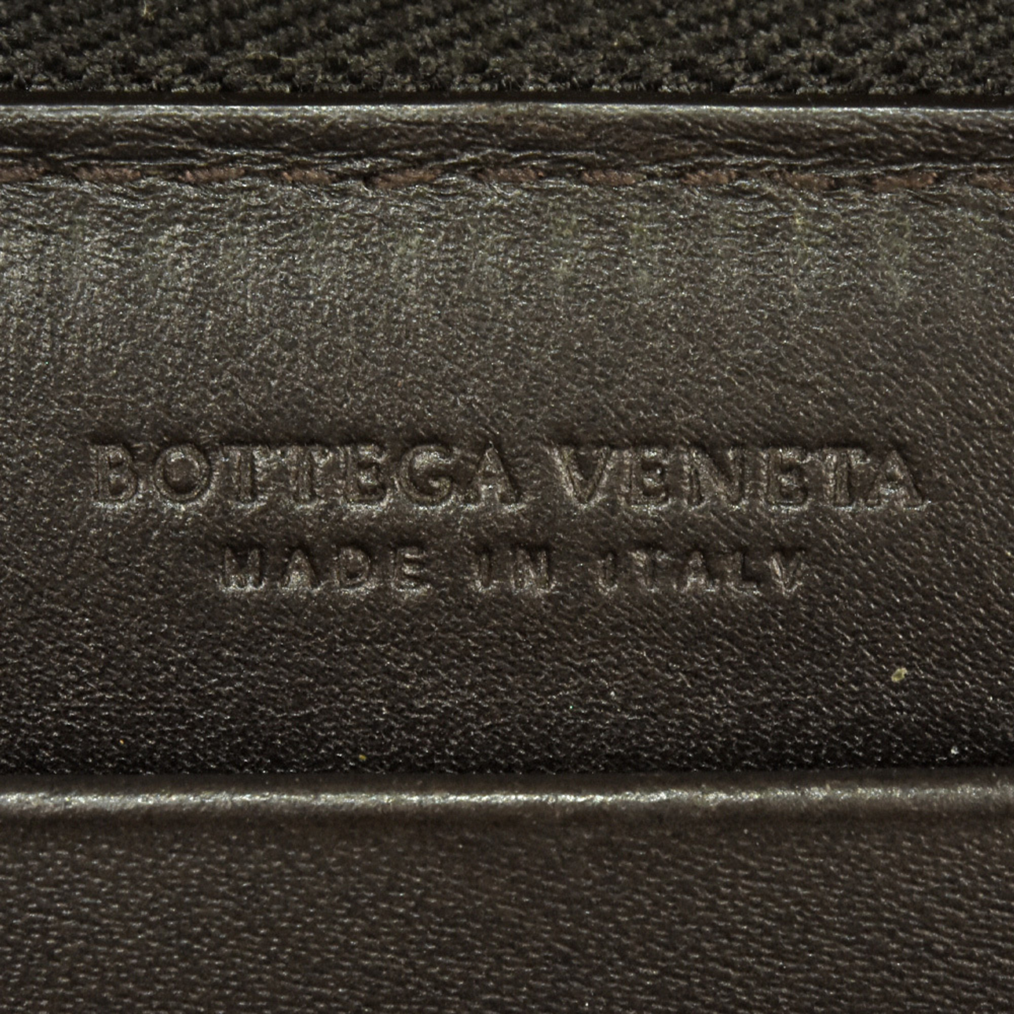 BOTTEGA VENETA Intrecciato Round Leather Dark Brown Long Wallet