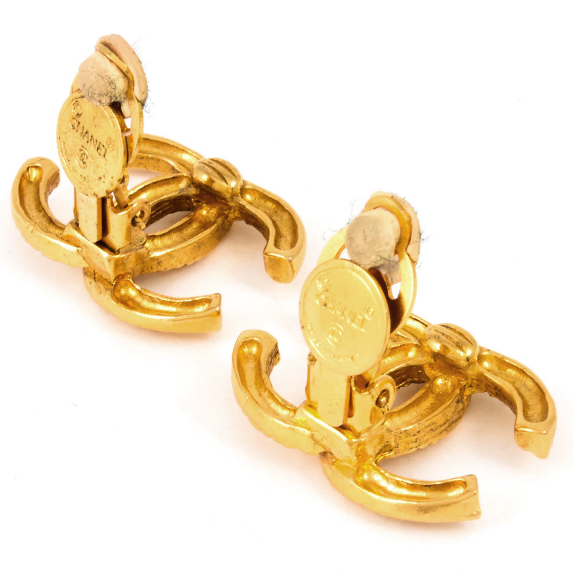 CHANEL Coco Mark Earrings GP Gold Ladies