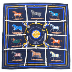 Hermes HERMES Carré 90 Couvertures et Tenues de Jour Horse Blanket Scarf Muffler Silk Navy