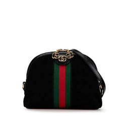 Gucci Ophidia Sherry Line Shoulder Bag 499621 Red Black Suede Leather Women's GUCCI