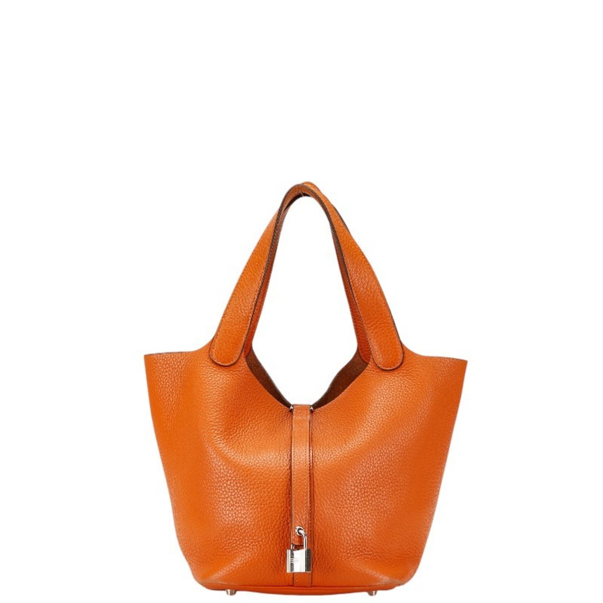 Hermes Picotin Lock MM Handbag Orange Taurillon Clemence Women's HERMES