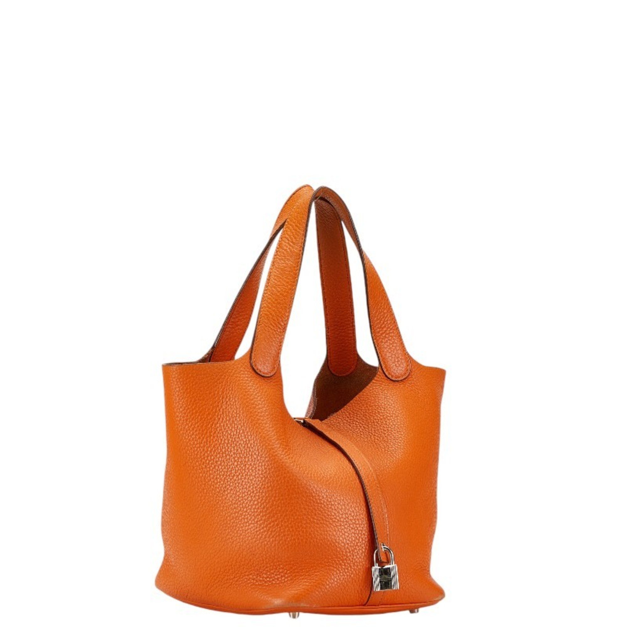 Hermes Picotin Lock MM Handbag Orange Taurillon Clemence Women's HERMES