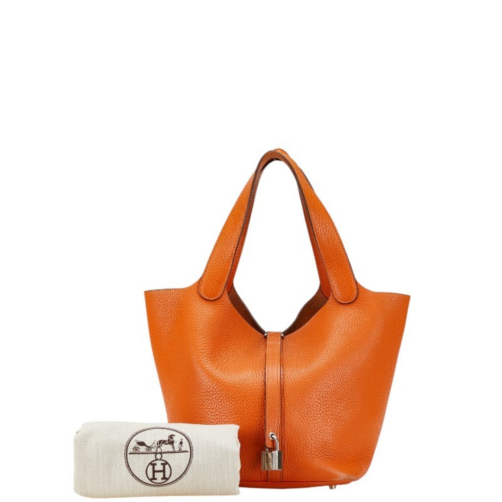 Hermes Picotin Lock MM Handbag Orange Taurillon Clemence Women's HERMES